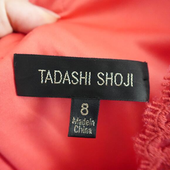 Tadashi Shoji Red Sleeveless Cocktail Lace Sheath Dress size 8 Party Evening - Picture 3 of 12